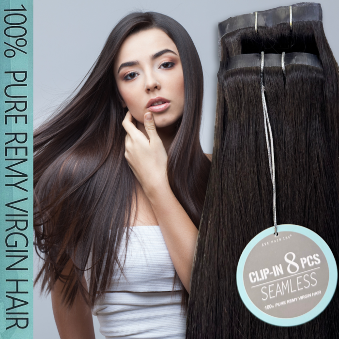 Seamless Clip-In Extensions 8Pcs (Silky Straight)